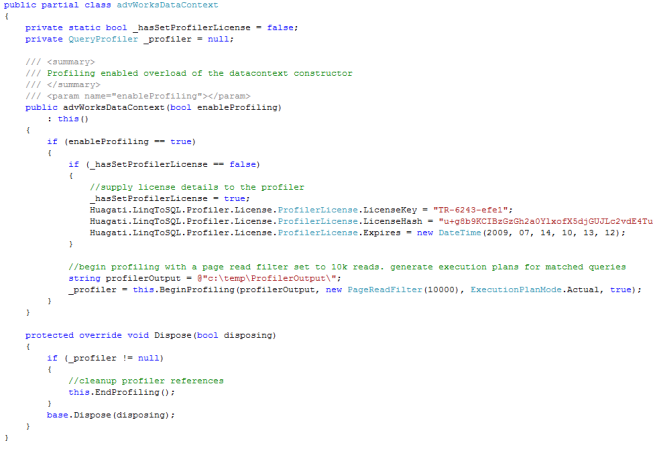 Profiling enabled DataContext C#