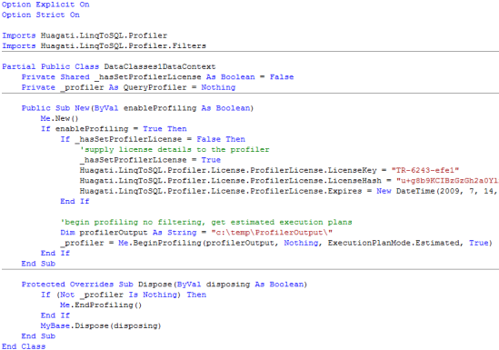 Profiling enabled DataContext VB