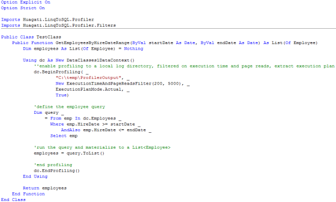 Inline profiling in VB