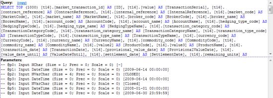 The generated SQL-query is available both parameterized and ready-for-execution
